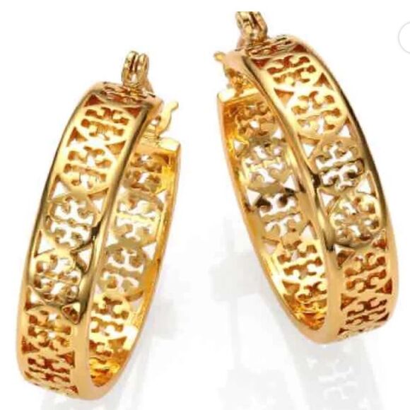 Tory Burch Large Silver Kinsley Hoop Earrings NWT TORY BURCH KINSLEY HOOPS EARRINGS